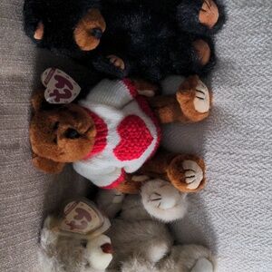 3 NWT Ty Plush Bear Collection- Brown, Gray, Black, Vintage, Attic Collection